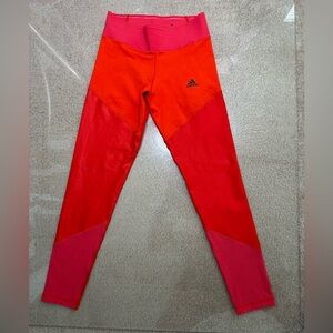 ADIDAS CLIMALITE ORANGE COLORBLOCK ATHLETIC LEGGINGS SZ S NEW